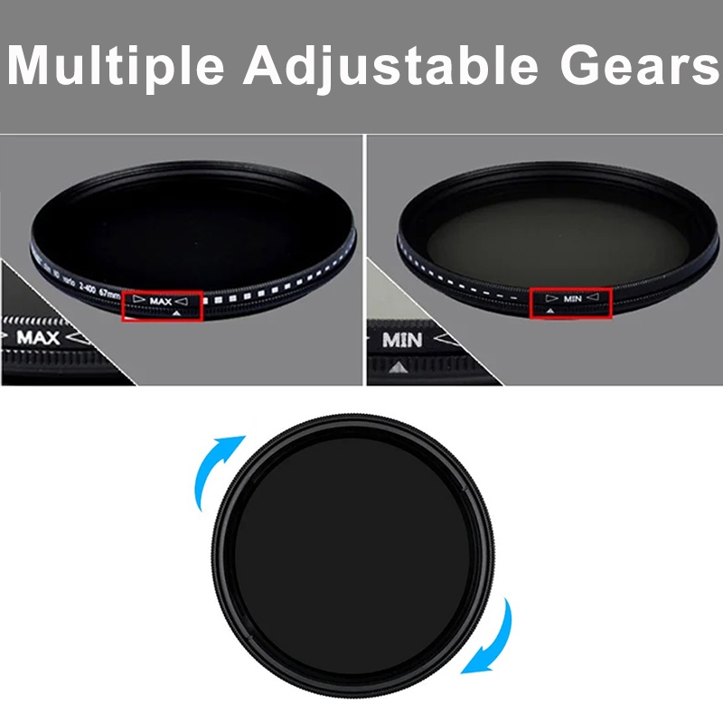 Lightdow ND2-400 ND กรองปรับ Neutral Density Fader Filter สําหรับ 49 มม.52 มม.55 มม.58 มม.62 มม.67 มม.72 มม.77 มม.82 มม.เลนส์กล้อง