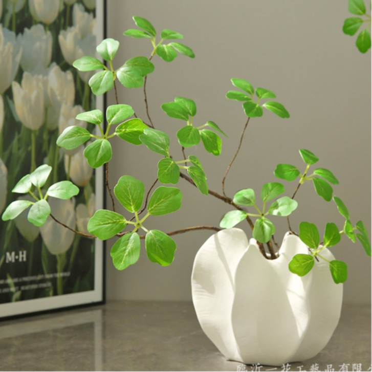 ดอกไม้ประดิษฐ์มือความรู้สึกสาขาสั้นเจ้าแม่กวนอิมใบบัวจีนเซนพืชสีเขียวดอกไม้ประดิษฐ์ที่ทันสมัยเรียบง่ายการจัดดอกไม้การจัดสวนตกแ