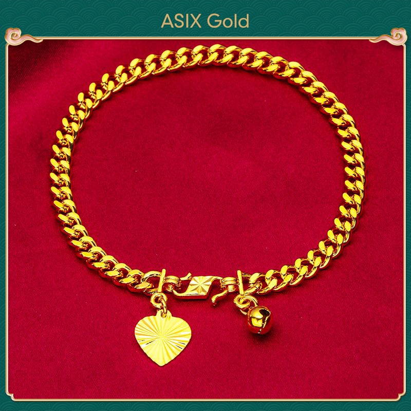 สร ้ อยข ้ อมือโซ ่ สําหรับสุภาพสตรี 24K Gold Plated เกาหลีทอง 916 Bangkok Gold 18K Saudi Gold Elegant Glamour แฟชั ่ นเครื ่ องประดับสําหรับผู ้ หญิง ASIXGOLD