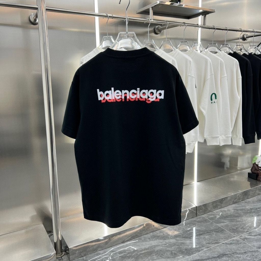 เสื้อยืดตัวอักษรใหม่ของ Balen Short Sleeved Loose Fitting ผู้ชายและผู้หญิงคู่เวอร์ชั่นเกาหลี Ins