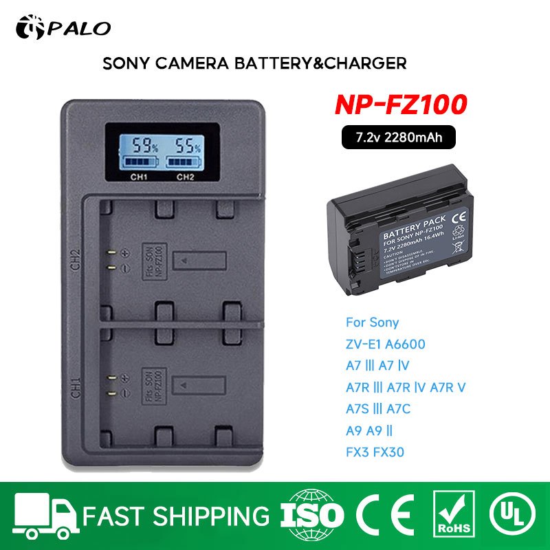 Palo NP-FZ100 แบตเตอรี่กล้องและเครื่องชาร์จสําหรับ Sony ZV-E1 FX30 A6600 A9 II A7C A7 III IV A7S III