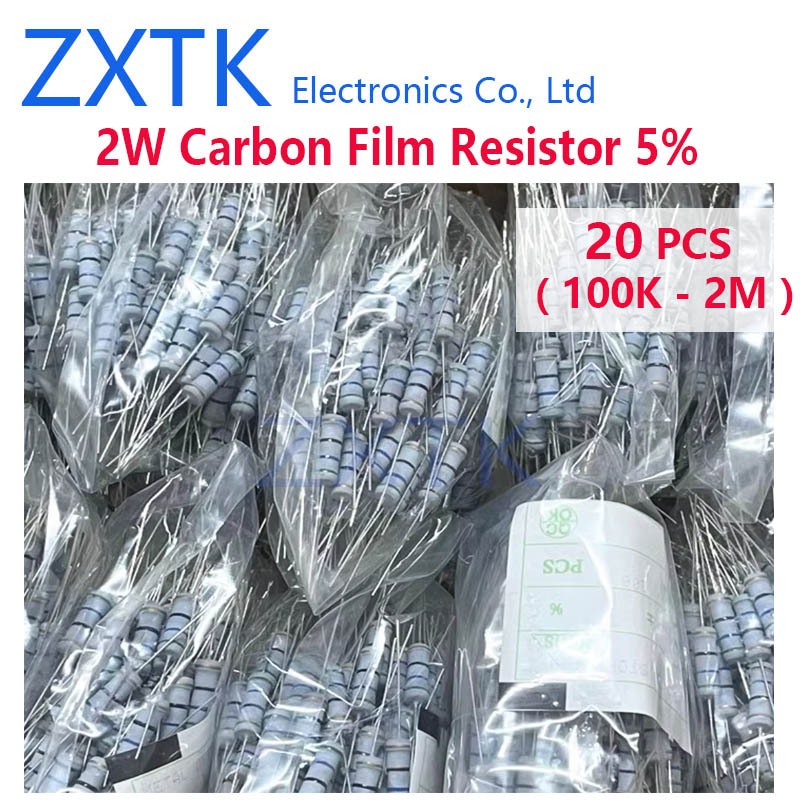 20PCS 2W Carbon Film Resistor 5% แหวนสี 100K-2M 100K 120K 150K 180K 200K 220K 240K 270K 300K 330K 91