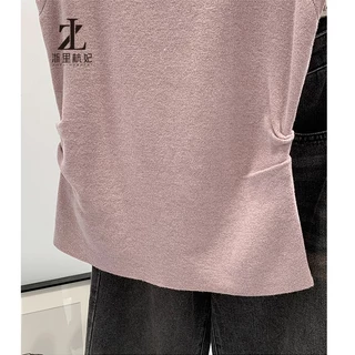 ZHELIHANGFEI เวอร์ชั่นเกาหลีแฟชั่นถัก เสื้อชั้นในสตรี ผู้หญิงสวมใส่ด้านนอกสั้น ยู-คอหวานลายเสื้อยืดแขนกุด