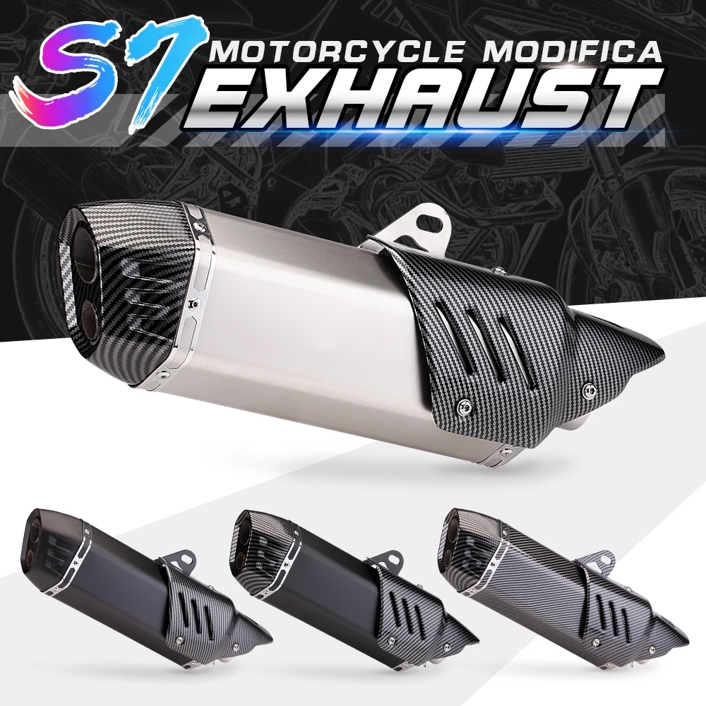 2 นิ้ว S7 ช่องระบายอากาศแบบคู่รถจักรยานยนต์ท่อไอเสียท่อไอเสีย Akrapovic ท่อไอเสีย