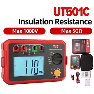 【จัดส่งฟรี + รับประกันหนึ่งปี】UNI-T UT501C UT502C เครื่องทดสอบความต้านทานฉนวนดิจิตอล 1000V Megger การทดสอบการลัดวงจรไฟฟ้าแรงสูงสัญญาณเตือนอินพุต