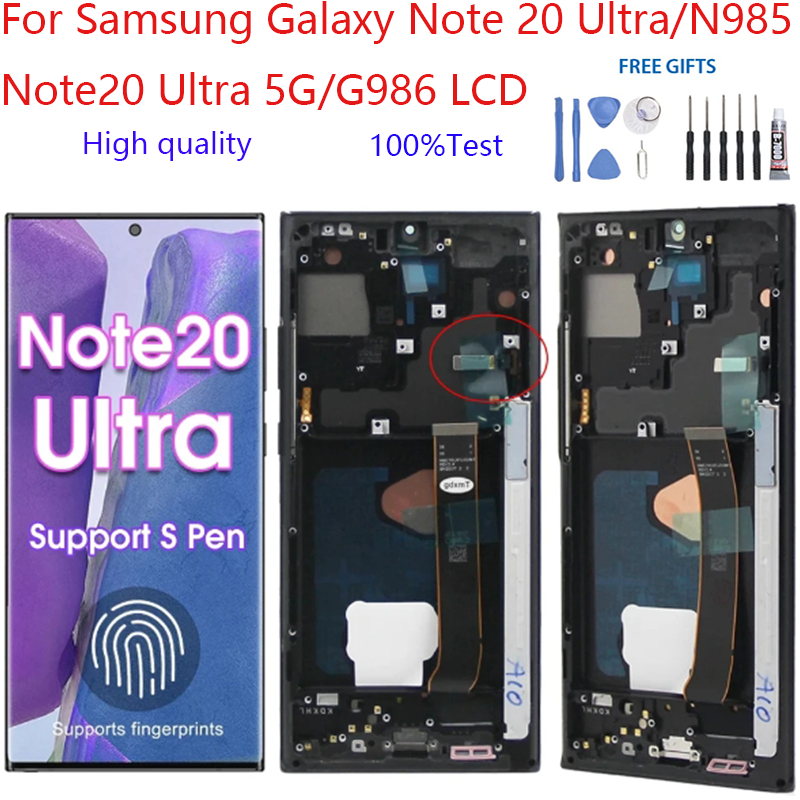 ไม่มีไหม้หรือวัย TFT/AMOLED หมายเหตุ 20 Ultra Screen Assembly สําหรับ Samsung Galaxy Note20 Ultra 5G