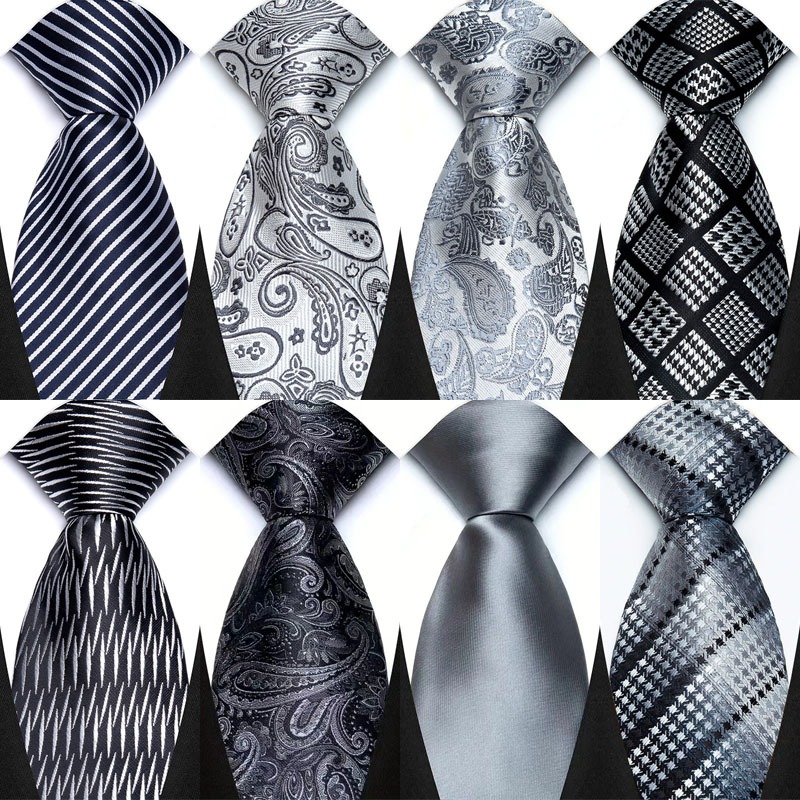 ใหม่ผู้ชาย Tie 8 ซม.เนคไทสําหรับ Man Classic Jacquard ทอ Stripes Dot Paisley สีเทาเงินคอ Ties Neckwear สําหรับ Man ชุดอย่างเป็นทางการ Gravata Corbatas งานแต่งงานธุรกิจ