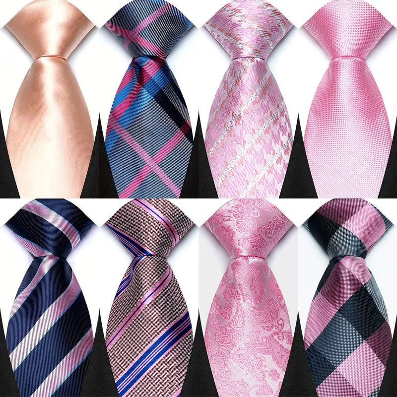 ใหม่ผู้ชาย Tie 8 ซม.เนคไทสําหรับ Man Classic Jacquard ทอลายสก๊อตลายสีชมพูคอ Ties Neckwear สําหรับ Man ชุดอย่างเป็นทางการ Gravata Corbatas งานแต่งงานธุรกิจ