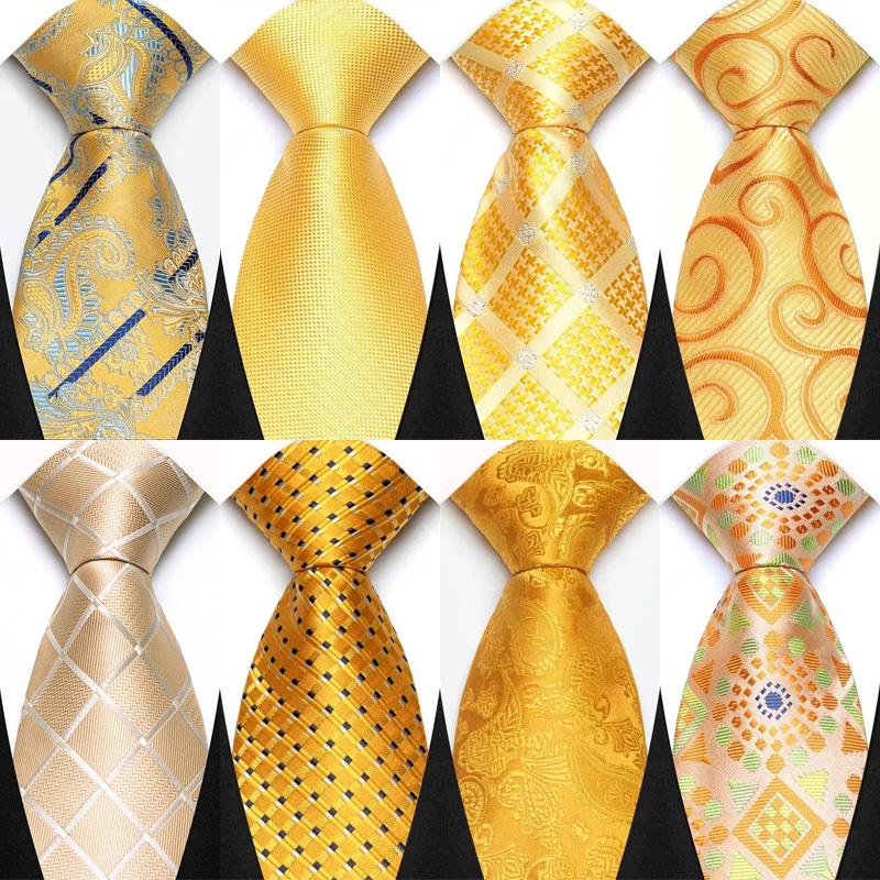 ใหม่ผู้ชาย Tie 8 ซม.เนคไทสําหรับ Man Classic Jacquard ทอลายสก๊อตลายสีเหลืองคอ Ties Neckwear สําหรับ Man ชุดอย่างเป็นทางการ Gravata Corbatas งานแต่งงานธุรกิจ