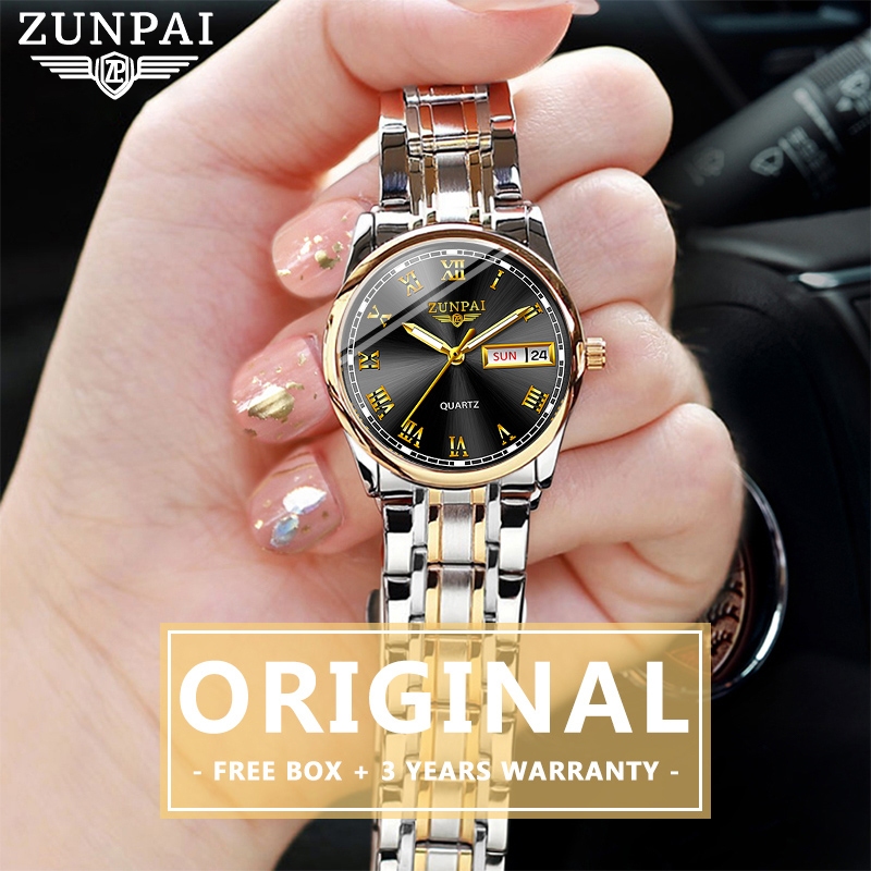 ZUNPAI นาฬิกาคู่รัก นาฬิกา แท้ นาฬิกาเข็ม นาฬิกาเลส นาฬิกาสีทอง ผู้ชาย/ผู้หญิง นาฬิกาชาย Men Watches