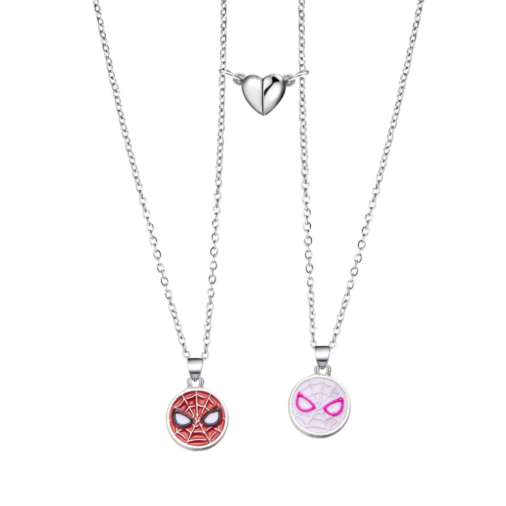 2 ชิ้น Gwen และ Miles |สไปเดอร์แมนและสาวแมงมุม | ฉันและใคร | สร้อยคอแม่เหล็กคู่รัก Stitch By Love Kat สร้อยคอโซ่ของขวัญวันครบรอบ