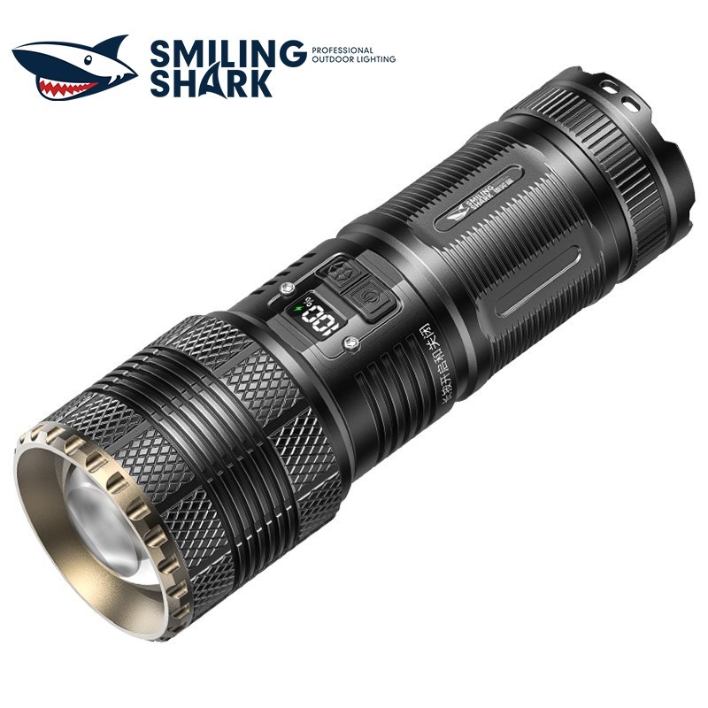 Smiling Shark SD5207 ไฟฉาย LED ที่มีประสิทธิภาพ Super Bright ไฟฉาย M77 10000LM ไฟฉายกระพริบ Long Sho