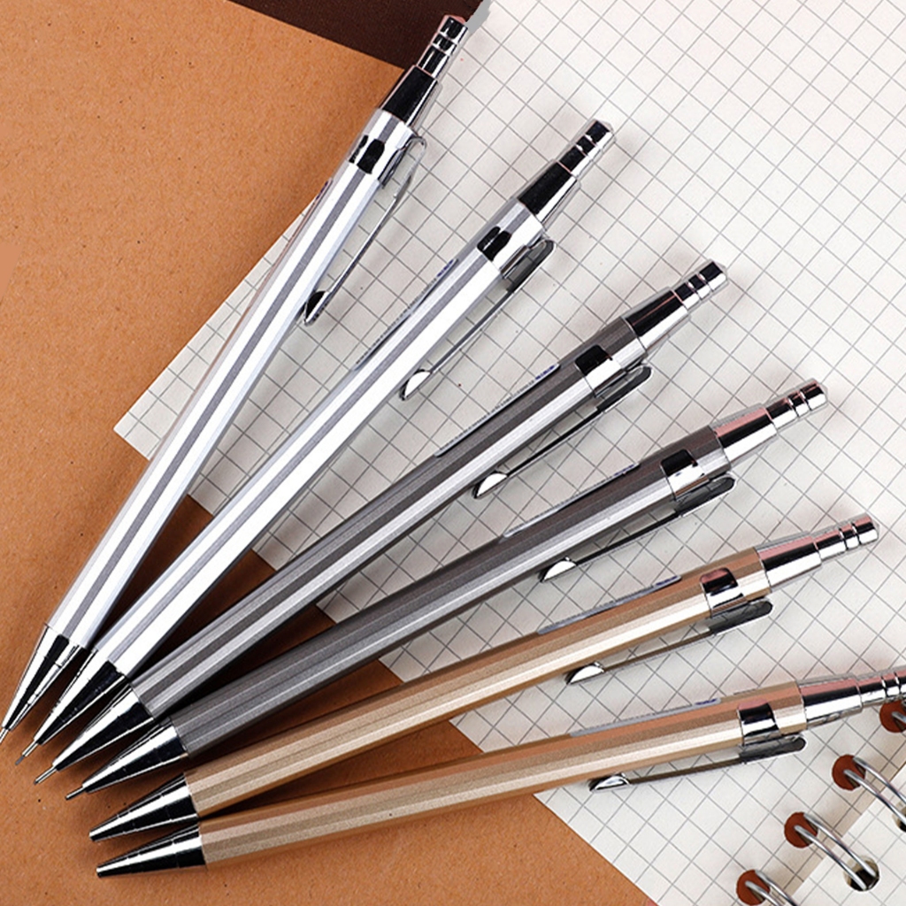 Simple Metal Mechanical Pencil Creative Press Pen 0.5/0.7 เครื ่ องเขียนนักเรียน WJ576