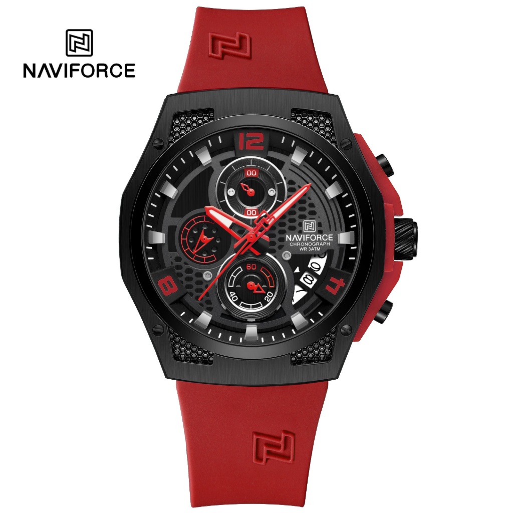 Naviforce 8051T นาฬิกาผู ้ ชายสายซิลิโคนกันน ้ ําส ่ องสว ่ างกลางแจ ้ ง