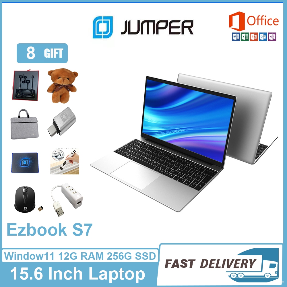 【New Arrival Gift Set】Jumper EZBook S7 /S7 Hi 15.6 Inch Laptop Notebook 256GB SSD 12GB RAM Intel® Celeron N5095 Window 11 Webcam MS Office Install Thai Keyboard