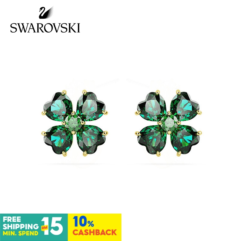 Swarovski Idyllia Four-Leaf Clover ต ่ างหูสีเขียวหญิง Niche Light Luxury High-End Feel