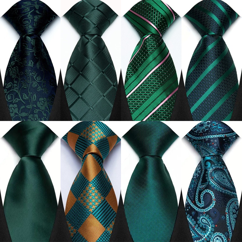 ใหม่ผู้ชาย Tie 8 ซม.เนคไทสําหรับ Man Classic Jacquard ทอลายสก๊อตลายดอกไม้สีเขียวเข้มคอ Ties สําหรับ Man ชุดอย่างเป็นทางการ Gravata Corbatas งานแต่งงานธุรกิจ