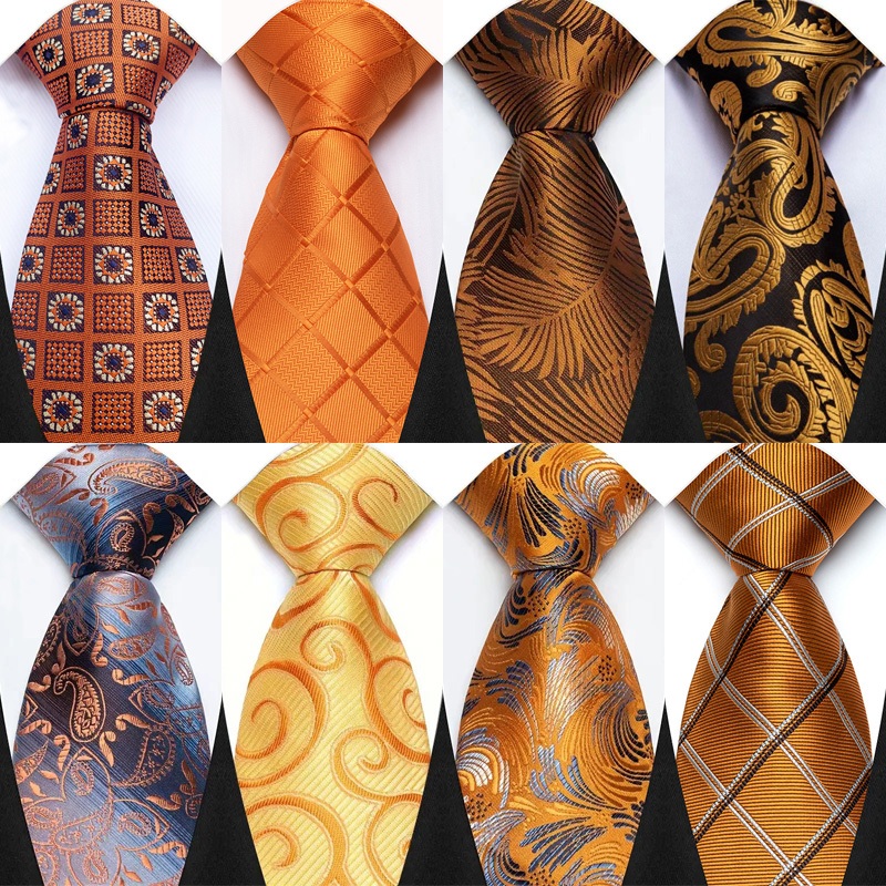 ใหม่ผู้ชาย Tie 8 ซม.เนคไทสําหรับ Man คลาสสิก Jacquard ทอลายสก๊อตลายดอกไม้สีส้มคอ Ties Neckwear สําหรับ Man ชุดอย่างเป็นทางการ Gravata Corbatas งานแต่งงานธุรกิจ