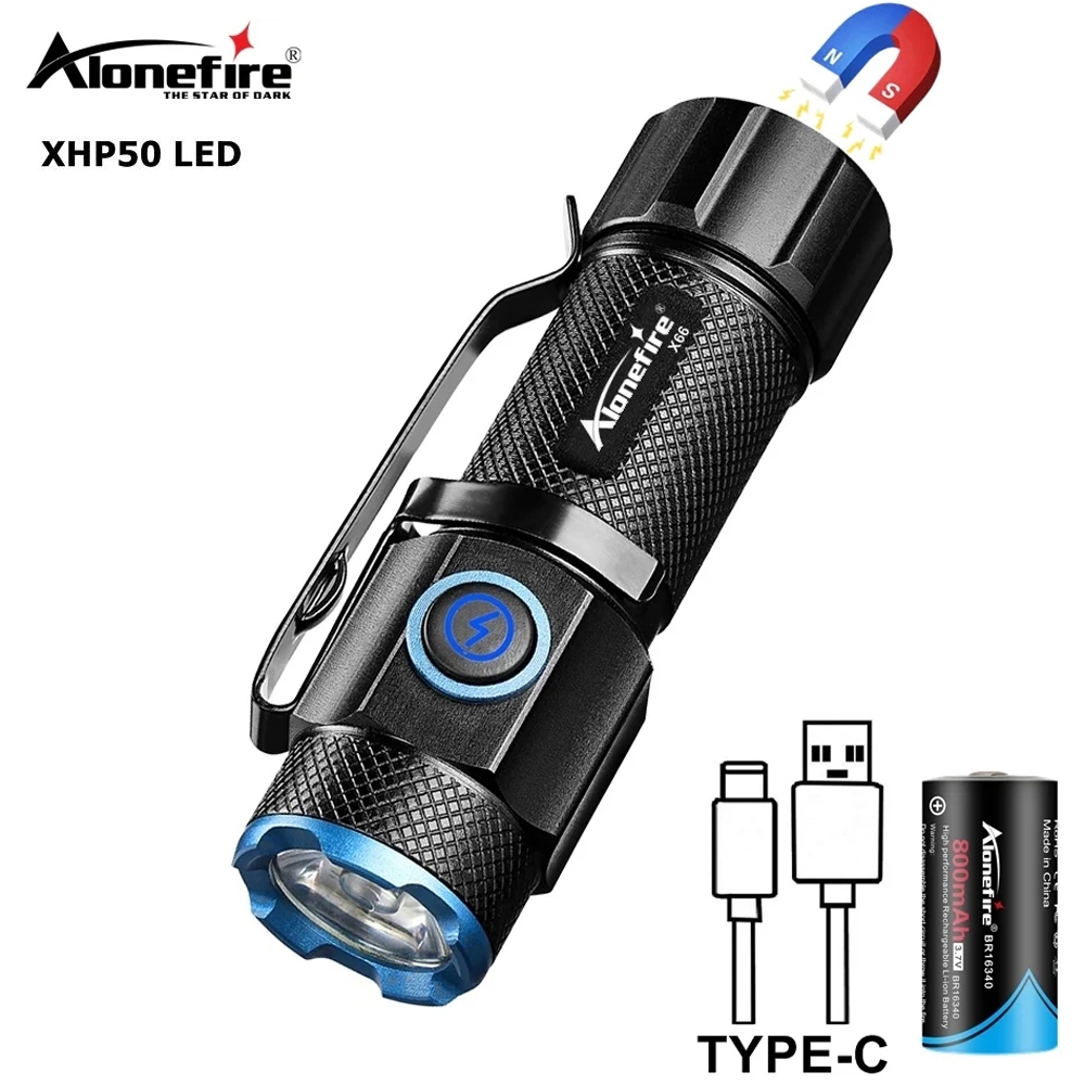 Alonefire X66 ไฟฉาย LED P50 Type-C สว่างมาก ขนาดเล็ก ชาร์จ Usb กันน้ํา สําหรับพกพา ทํางานกลางแจ้ง