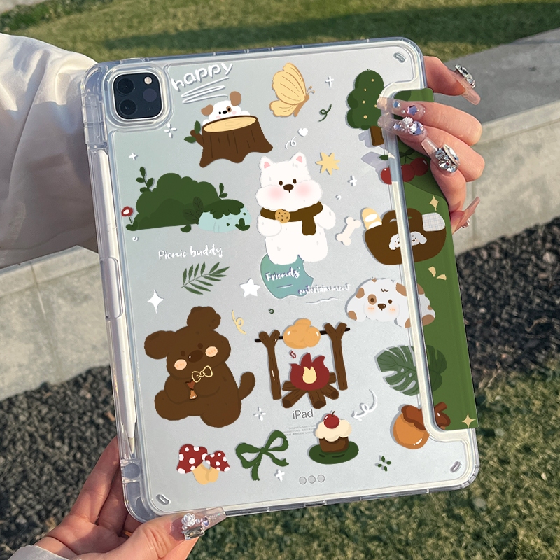 Kenke เคส ipad การ์ตูนอะนิเมะน่ารักพร้อมช่องดินสอขวาสําหรับ ipad 2024 pro 11 นิ้ว air 6th gen 13 นิ้