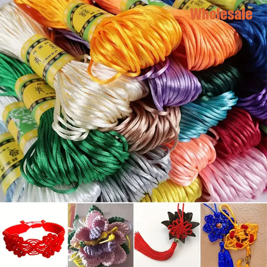 20 เมตร/ม้วน 2 มม. Braided String จีน Knot ไนลอนสาย Shamballa ด้าย Macrame Beading DIY สร้อยข้อมือ Tassels เครื่องประดับอุปกรณ์เสริม