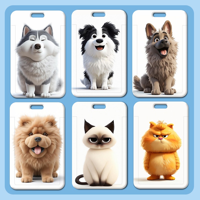 น่ารัก ที่ใส่การ์ดสุนัขและแมวสําหรับสัตว์เลี้ยง lanyard ID Card Holder Subway Card Student Card Work Card Cover ป้ายชื่อ