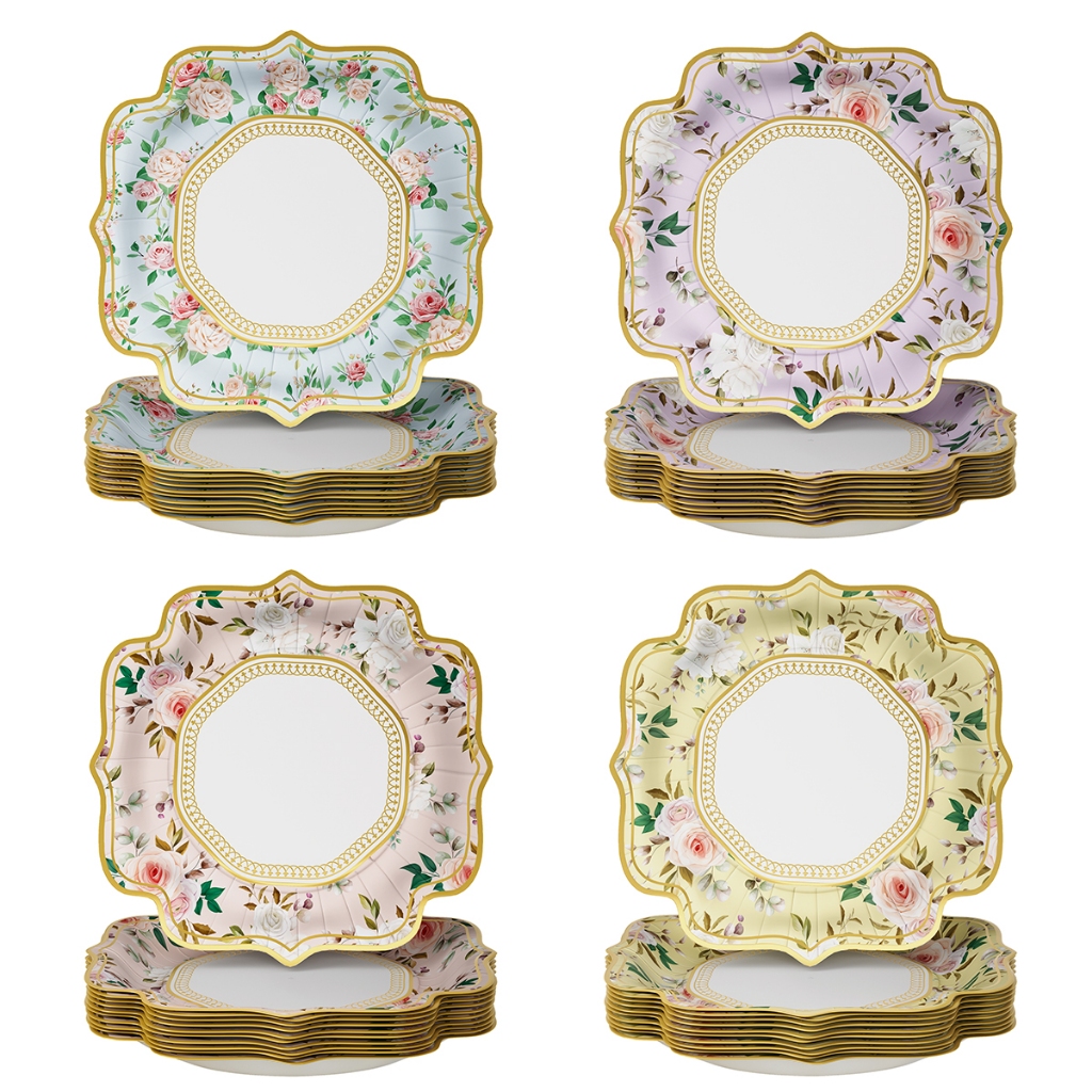 6ชิ้น/เซ็ต9นิ้วถาดกระดาษแบบใช้แล้วทิ้งสําหรับชายามบ่ายลูกไม้ฉากการตั้งค่าบนโต๊ะอาหาร