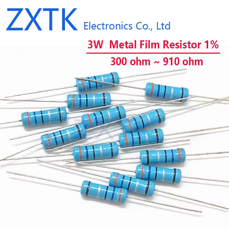 10pcs ตัวต้านทานฟิล์มโลหะ 3W 300 โอห์ม 330 360 390 430 470 510 560 620 680 750 820 910 300R 330R 360