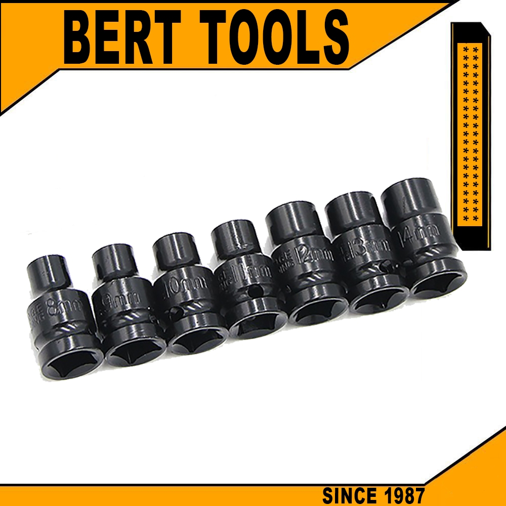 BERT ｜ลูกบล็อก​ ลูกบล็อกลม บล็อก​ยาว สีดำ CR-M0​ 1/2 "8-21 มม ลูกบ็อก ลูกบ็อกสีดำ