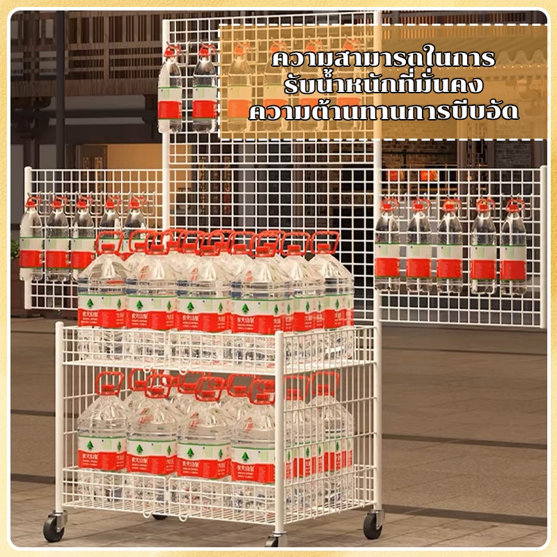 ตะแกรงโชว์สินค้า 80/100ซม ชั้นขายของตลาดนัด ตะแกรงแขวนสินค้า พับเก็บได้ เคลื่อนย้ายสะดวก แถมตะขอ - รูปที่ 2