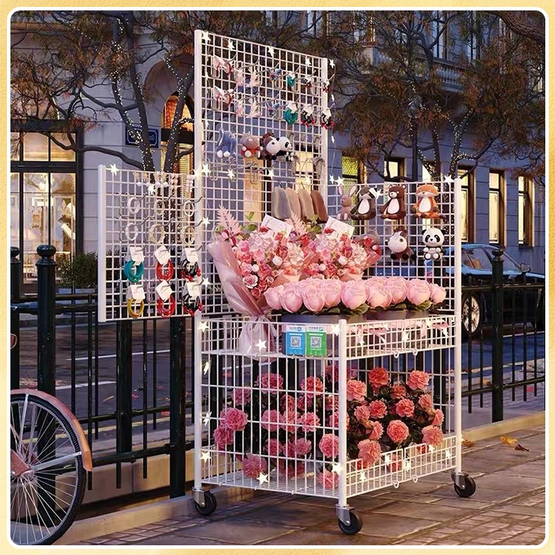 ตะแกรงโชว์สินค้า 80/100ซม ชั้นขายของตลาดนัด ตะแกรงแขวนสินค้า พับเก็บได้ เคลื่อนย้ายสะดวก แถมตะขอ - รูปที่ 4