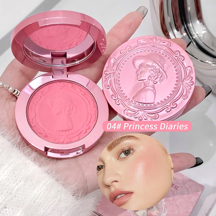 Gege bear Retro Court Style Blush Palette Fine Smooth Natural Matte Nude แต่งหน้าสีชมพู Orange Tone Cheek Embellish Facial Monochrome Blusher NO.GX2011