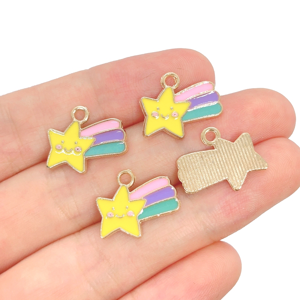 4 ชิ้น Drop Oil Rainbow Star เคลือบดาวตก Charms จี้ DIY สร้อยข้อมือต่างหูสําหรับเครื่องประดับอุปกรณ์เสริม Finding - รูปที่ 2