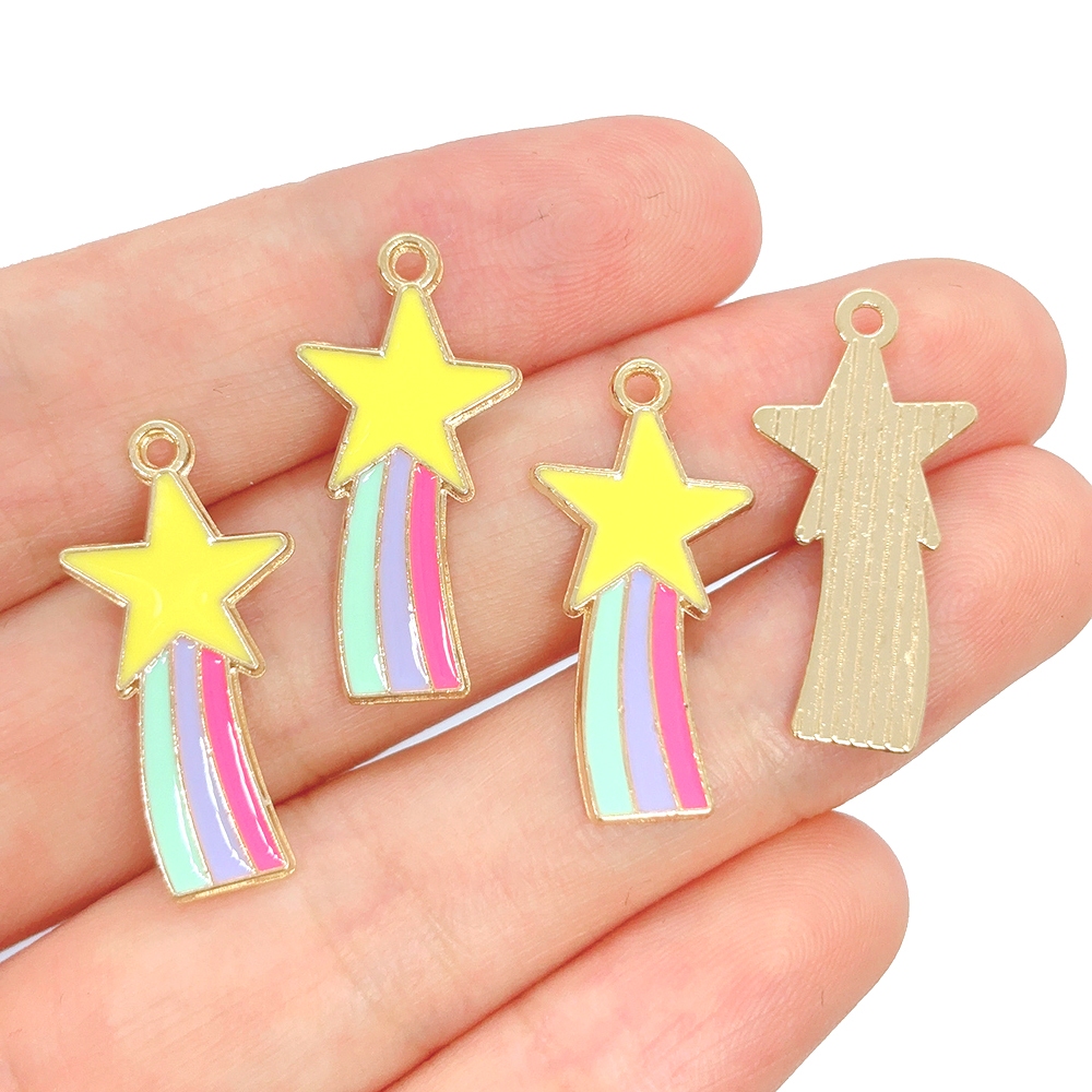 4 ชิ้น Drop Oil Rainbow Star เคลือบดาวตก Charms จี้ DIY สร้อยข้อมือต่างหูสําหรับเครื่องประดับอุปกรณ์เสริม Finding - รูปที่ 3