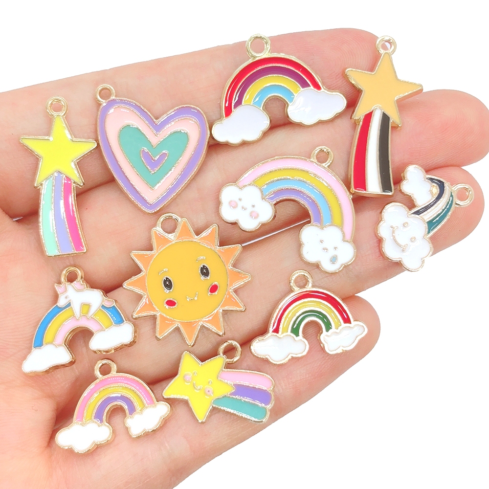 4 ชิ้น Drop Oil Rainbow Star เคลือบดาวตก Charms จี้ DIY สร้อยข้อมือต่างหูสําหรับเครื่องประดับอุปกรณ์เสริม Finding