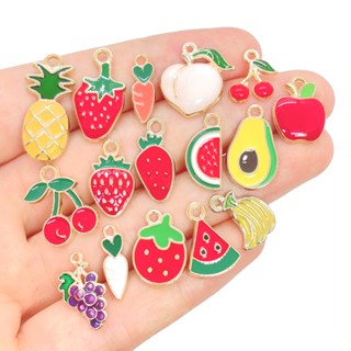 4pcs Drop Oil ผลไม้เคลือบ Charms ฤดูร้อน Cherry Strawberry จ…