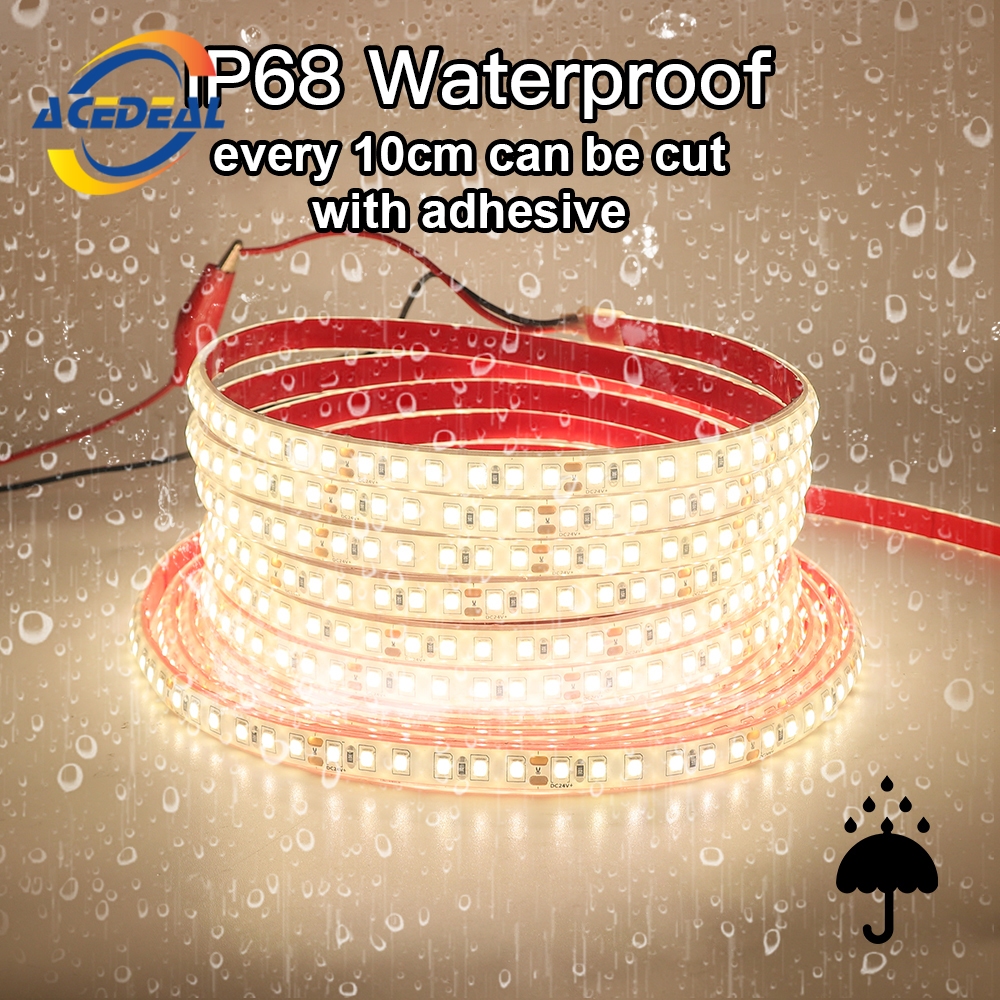 ไฟ LED Strip 220V พร้อมปลั๊ก SMD2835 IP68 กันน้ํา 120Leds/m ด้านหลังกาวทุก 10 ซม.สามารถตัดแถบไฟแบบยืดหยุ่นสําหรับแสงกลางแจ้งตกแต่งบ้านในร่ม