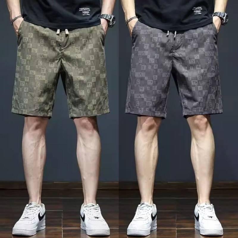 M-5XL กางเกงขาสั้นผู้ชาย ฤดูร้อนหลวมลำลองขนาดบวกกีฬาทั้งหมดตรงกับกางเกงขาสั้นเชือกรูดชายหาด กางเกงขาสั้นชาย