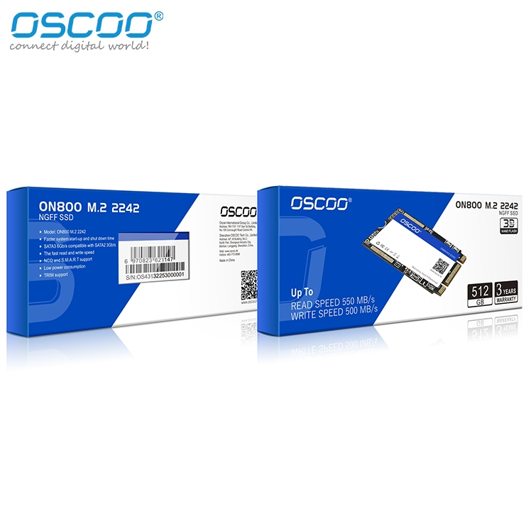 OSCOO 3D TLC NAND แฟลช 1TB 2242 M.2 NGFF SATA SSD DRAM Less Low Power ภายในประสิทธิภาพสูง SSD