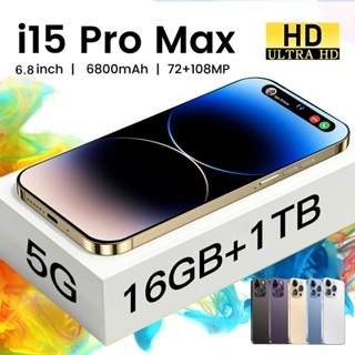 Global version I15 PRO MAX สมาร์ทโฟน 6.8 นิ้วโทรศัพท์ 16GB + 1TB ปลดล็อคสมาร์ทโฟน dual SIM
