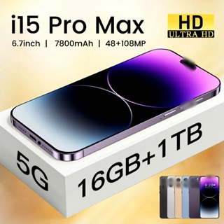 Global Edition i15 Pro Max ปลดล็อคสมาร์ทโฟน หน้าจอขนาดใหญ่ 6.8 นิ้ว 16GB+1TB Dual SIM สมาร์ทโฟน Andr