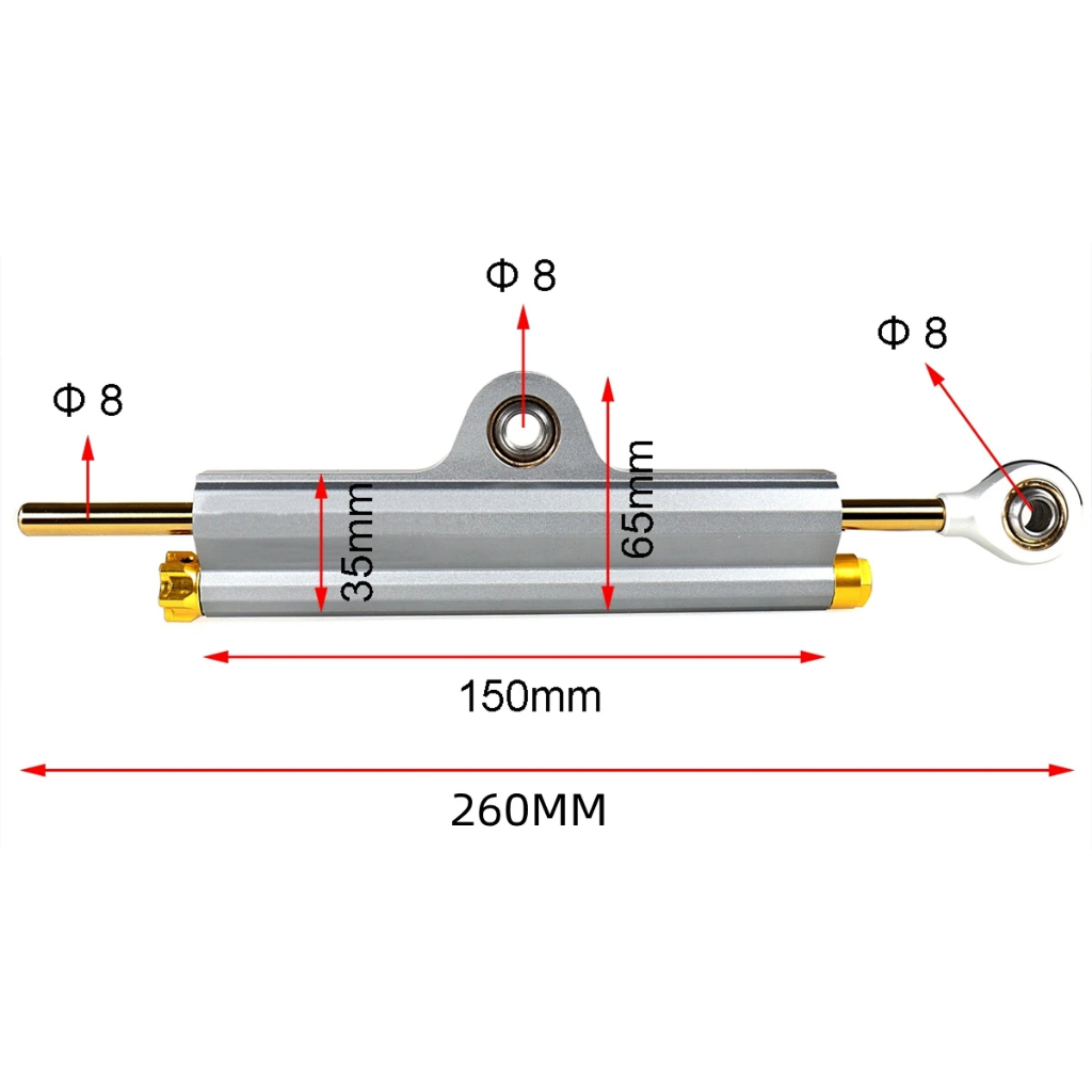 พร ้ อมส ่ งหัวรถจักรดัดแปลงรถจักรยานยนต ์ Universal Direction Damping Rod Bracket Titanium Size S - รูปที่ 2