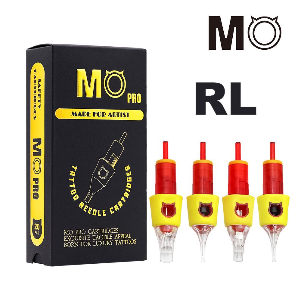 MO PRO Tattoo เข็มสักลาย RL เข็มสัก 20 ชิ้น/กล่อง ปลายเข็มใส With ที่วางนิ้วซิลิโคน Soft ปกป้อง Membrane เข็มสักลายเดินเส้น เข็มสักมือ ใช้ได้กับ เครื่องสักลายไร้สาย อุปกรณ์สักลาย