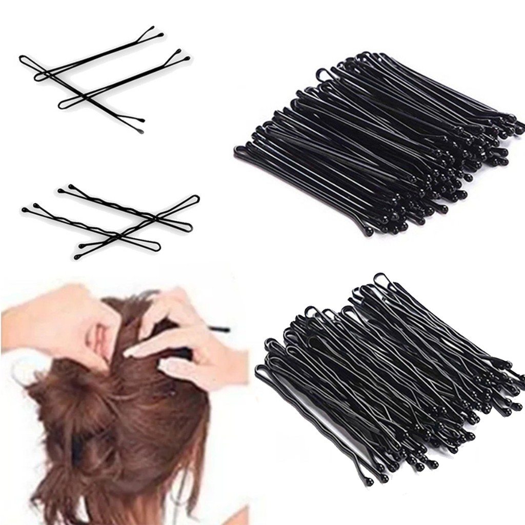 180 ชิ ้ นสาวสตรีผมWaved U-รูปBobby Pin Barrette Salon Gripคลิปเจ ้ าสาวHairpinsโลหะสีดําอุปกรณ ์ เสริมผม