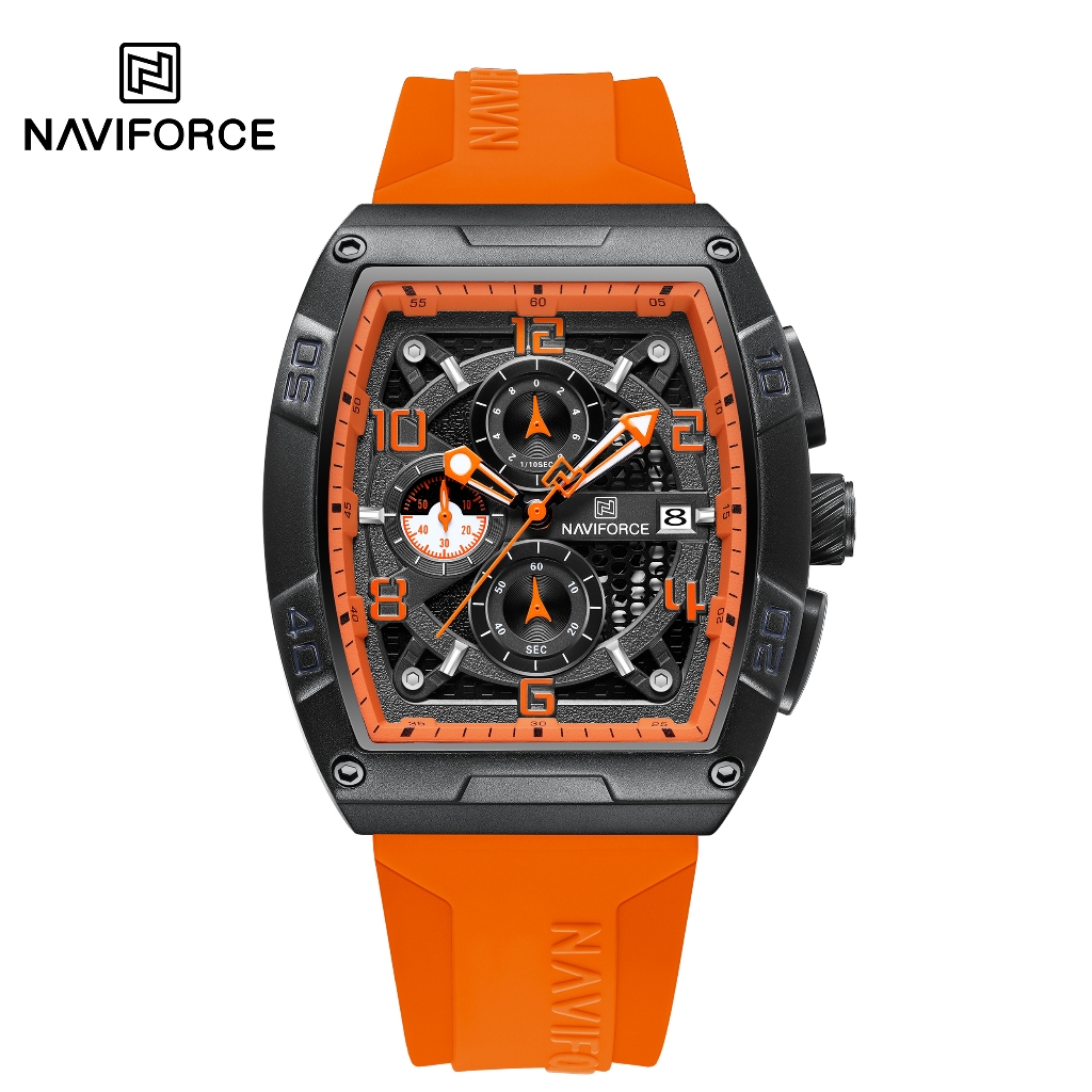 Naviforce ควอตซ ์ นาฬิกาผู ้ ชาย 8052 ธุรกิจหรูหรากีฬาดิจิตอลนาฬิกาข ้ อมือจอแสดงผลคู ่