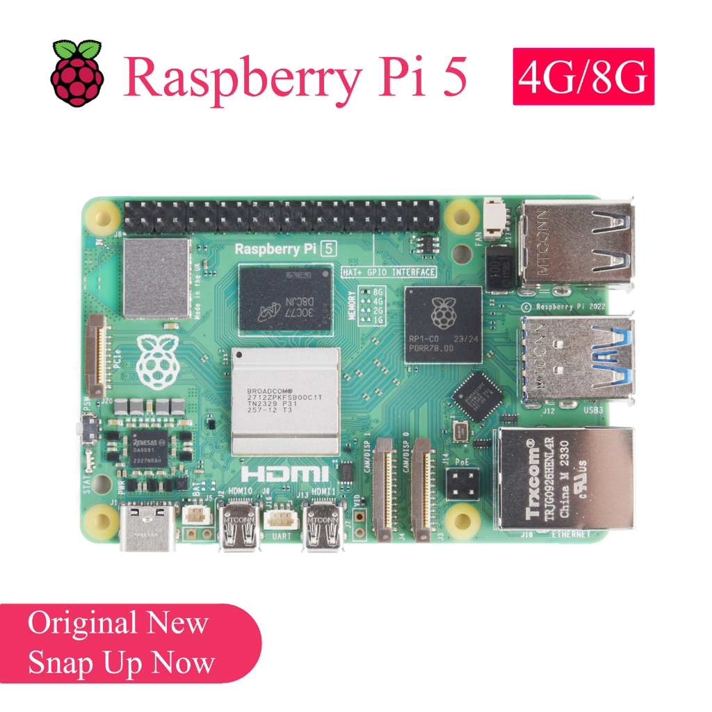 Raspberry Pi 5 Development Board RAM 4G 8G 4 Core CPU 2.5Ghz 2.4G&5G WiFi DC 5V 5A Dual 4Kp60 HDMI H