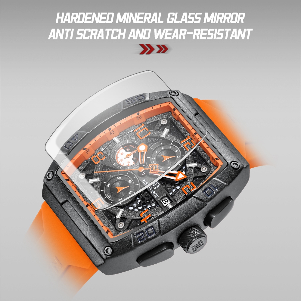 Naviforce ควอตซ ์ นาฬิกาผู ้ ชาย 8052 ธุรกิจหรูหรากีฬาดิจิตอลนาฬิกาข ้ อมือจอแสดงผลคู ่ - รูปที่ 3