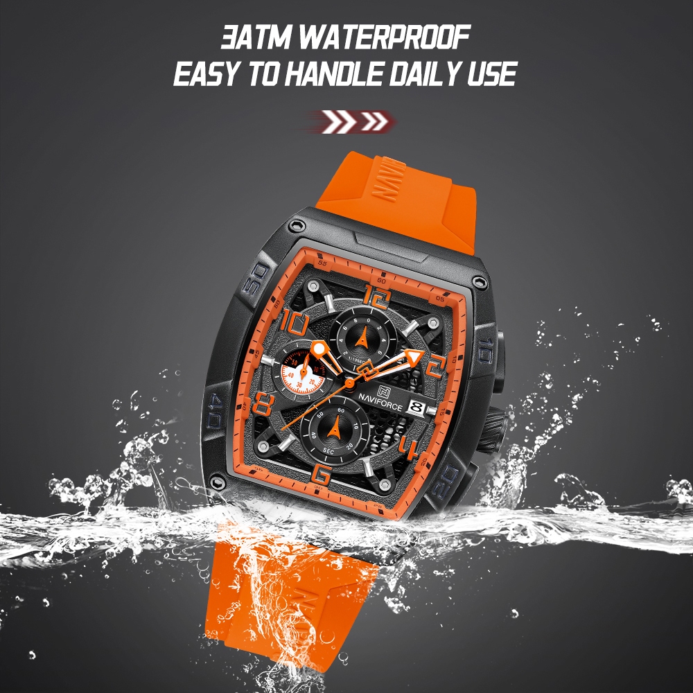 Naviforce ควอตซ ์ นาฬิกาผู ้ ชาย 8052 ธุรกิจหรูหรากีฬาดิจิตอลนาฬิกาข ้ อมือจอแสดงผลคู ่ - รูปที่ 5