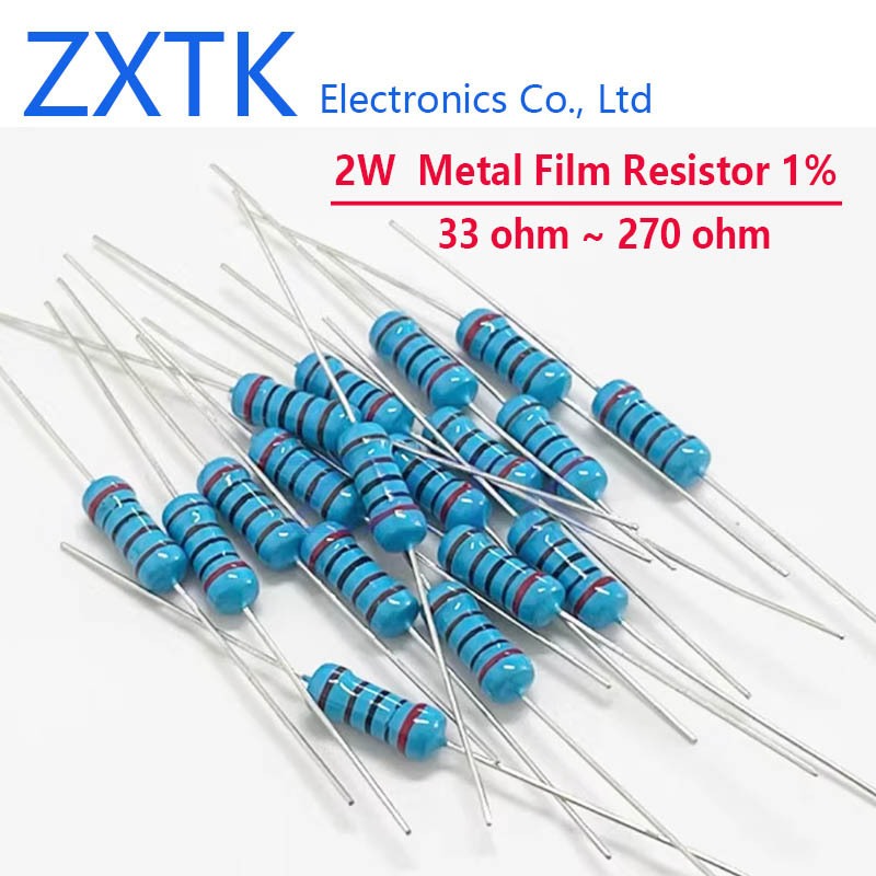 20pcs โลหะตัวต้านทานฟิล์ม 2W 33 โอห์ม 36 39 43 47 51 56 62 68 75 82 91 100 110 120 130 150 180 200 2