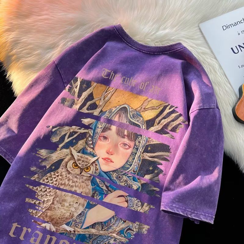 มี 6 สี เสื้อยืด เท่ๆวินเทจ เสื้อยืดฟอก oversize ผ้าคอตตอน100 เท่ๆไตล์เกาหลีแฟชั่น